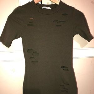 Olive Green Distressed Dress